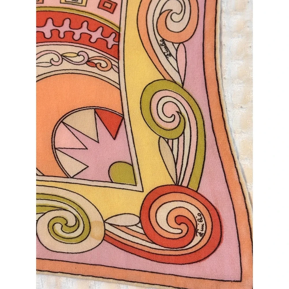 60's EMILIO PUCCI Silk Chiffon Scarf Italy 34
